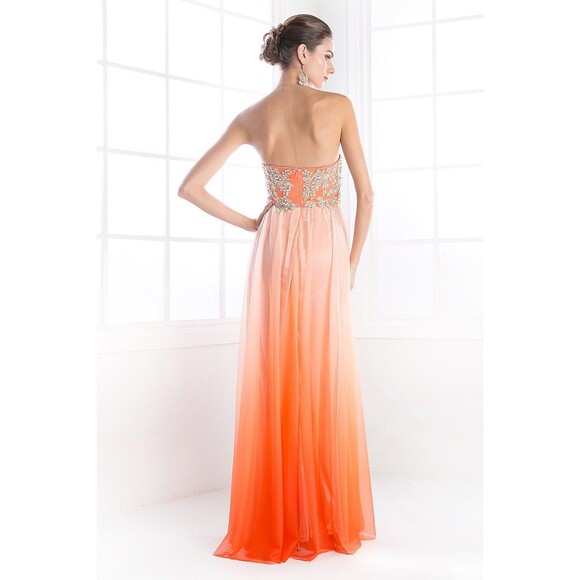 Strapless empire cut elegant dress with rhinestones Coral Size 4 #534 - Picture 2 of 12